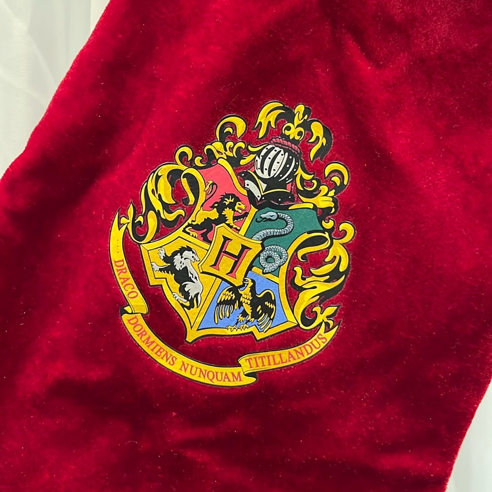harry potter christmas stocking w/ hogwarts crest of four houses Great condition